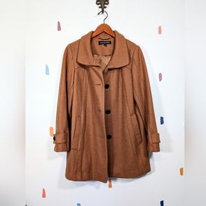 1. Madison Cognac Color Button Up Wool Coat